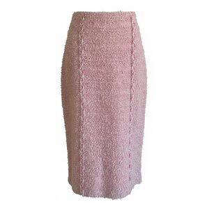 St. John Couture Pink Bouclé Knit Pencil Skirt | Wool Blend | Made in USA SZ 4